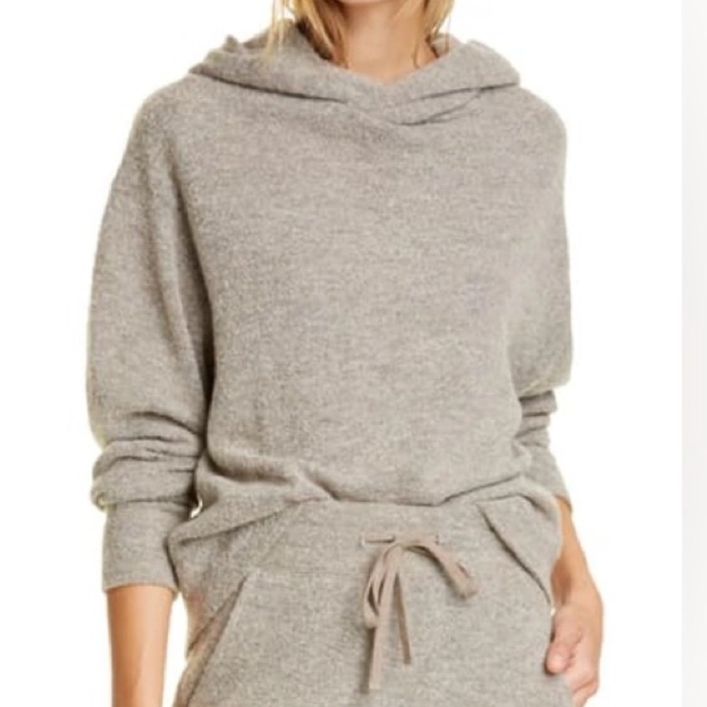 Vince Size L Textured Wool acrylic blend Hooded Sweater Moonstone Gray
